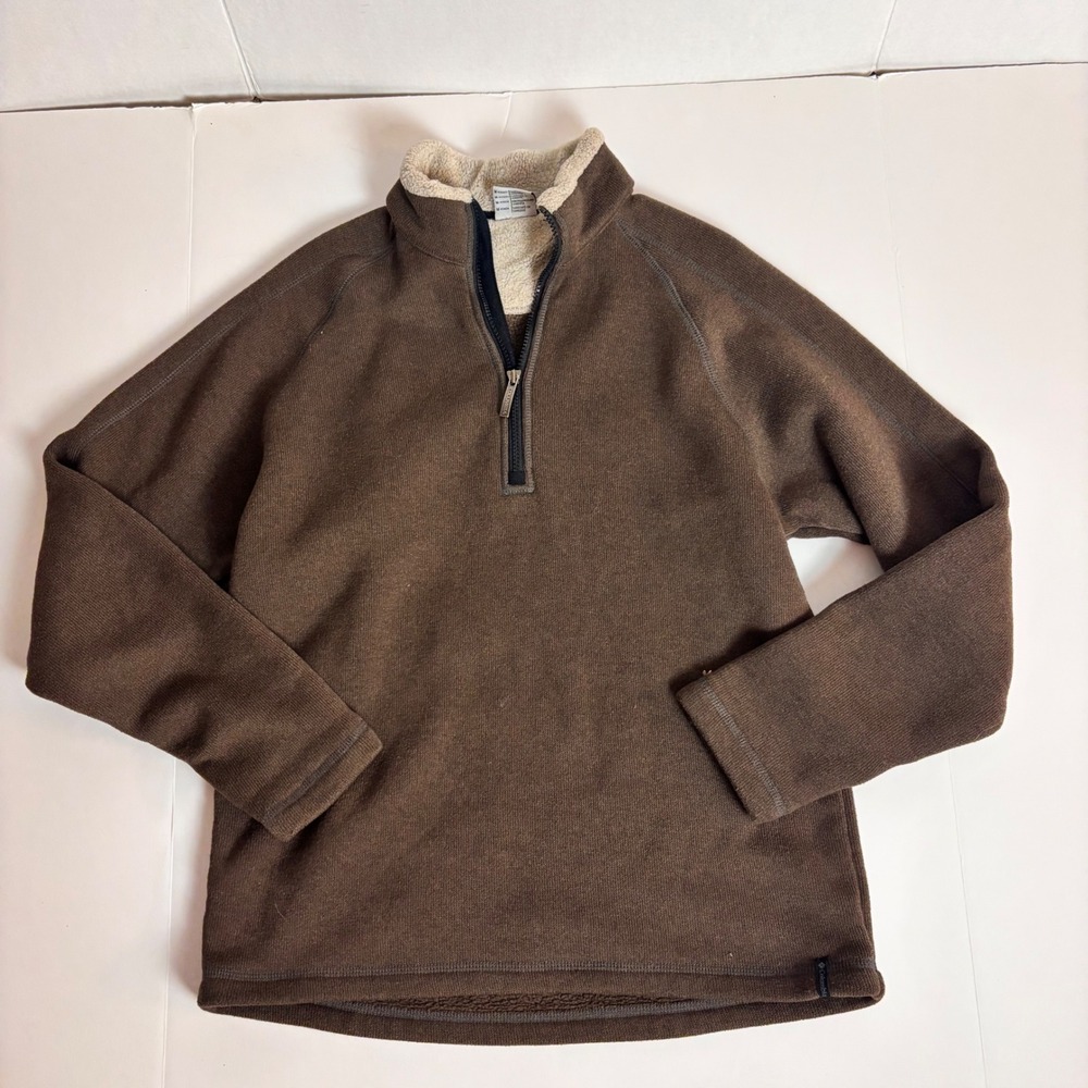 Columbia Mens Brown Sweater Quarter Zip Sherpa Lined Fleece Pullover M Casual